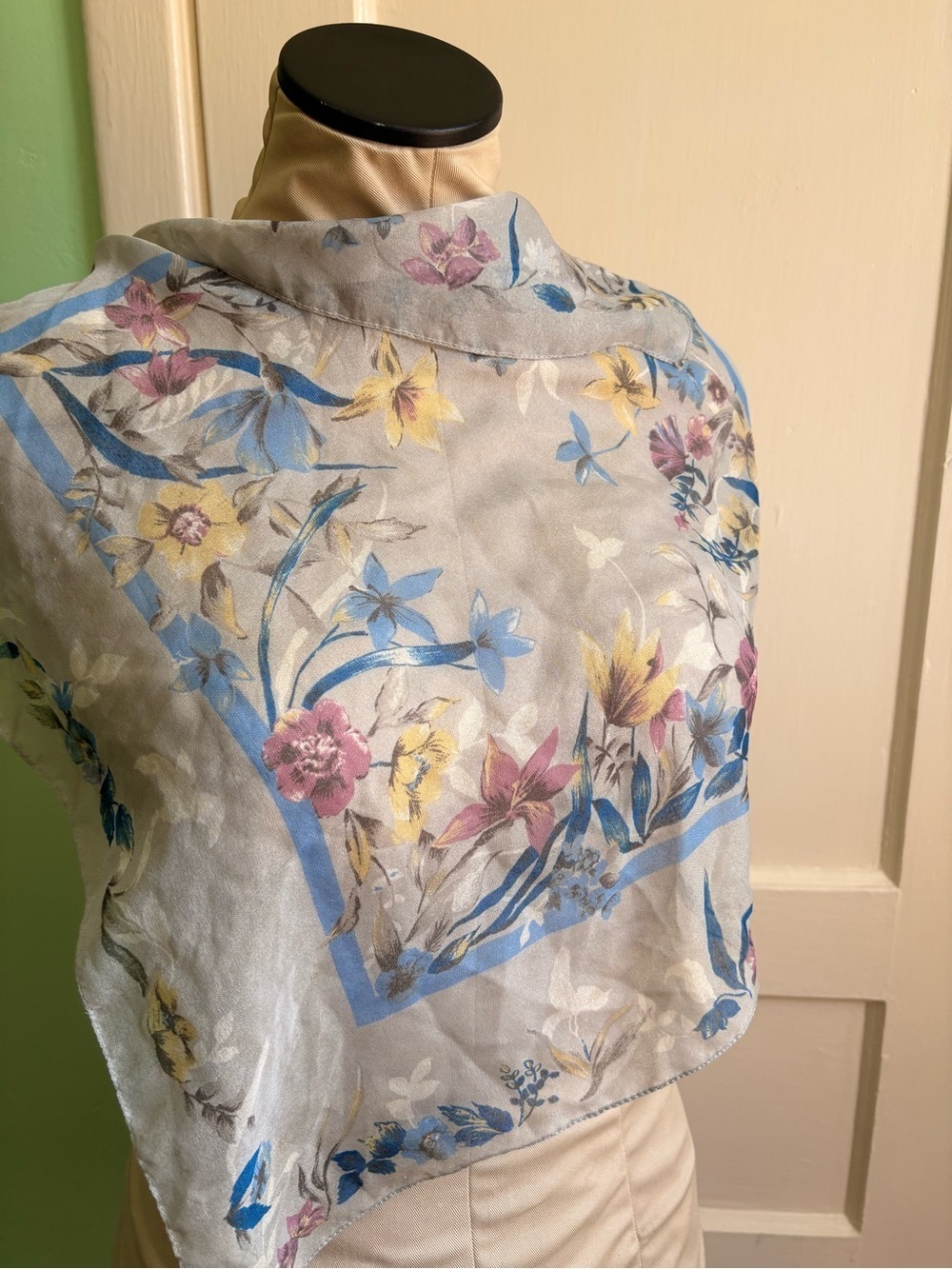 Light Blue Floral Sheer Scarf - Women's Accessories - Picture 2 of 4